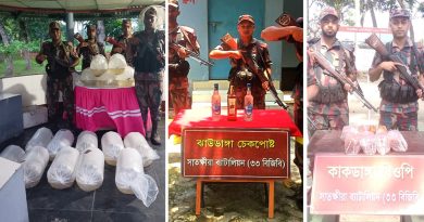 সাতক্ষীরায় বিজিবির অভিযানে মদসহ প্রায় ১৩ লক্ষ টাকার ভারতীয় মালামাল জব্দ
