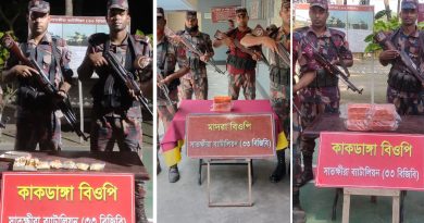 সাতক্ষীরায় প্রায় আট লক্ষ টাকার ভারতীয় ঔষধ, শাড়ী ও ইমিটেশন জব্দ