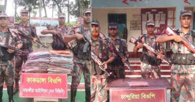 সাতক্ষীরার সীমান্ত থেকে বিপুল পরিমান ভারতীয় মালামাল