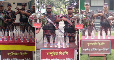 সাতক্ষীরার সীমান্ত থেকে ৩৪ বোতল মদসহ প্রায় ৬ লক্ষ টাকার অন্যান্য পন্য জব্দ