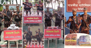 সাতক্ষীরায় বিজিবির বিশেষ অভিযানে ৩৫ বোতল মদসহ ১০ লাখ টাকার ভারতীয় মালামাল জব্দ