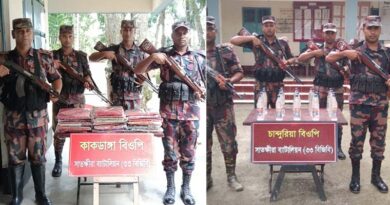 সাতক্ষীরায় ২০ বোতল মদসহ ৬ লক্ষাধিক টাকার ভারতীয় পণ্য জব্দ