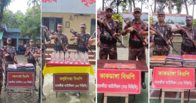 সাতক্ষীরায় বিজিবির অভিযানে ২১ বোতল মদসহ প্রায় ৮ লক্ষ টাকার মালামাল জব্দ