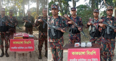 ৩৩ বিজিবির অভিযানে প্রায় পাঁচ লক্ষ টাকার চোরাচালানী মালামাল জব্দ