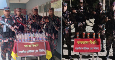 সাতক্ষীরায় ৩৭ বোতল ভারতীয় মদ ও শাড়িসহ বিভিন্ন চোরাচালানী মালামাল জব্দ