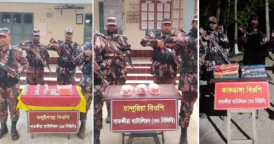 সাতক্ষীরা সীমান্ত থেকে বিজিবির অভিযানে সাড়ে ৫ লক্ষাধিক টাকার চোরাচালানী মালামাল জব্দ