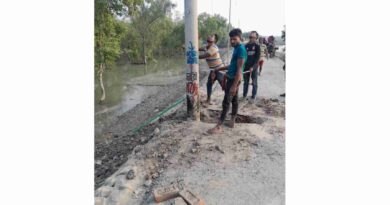 ইউএনও’র হস্তক্ষেপে রাস্তার মধ্যভাগ হতে অপসারিত বিদ্যুতের খুঁটি