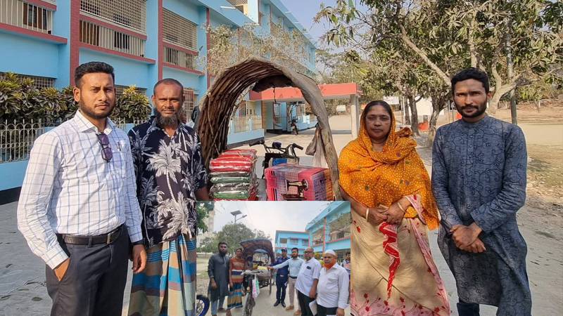 কালিগঞ্জে ভিক্ষুক পুনর্বাসনে বিকল্প কর্মসংস্থানে ভ্যান ও সেলাই মেশিন বিতরণ