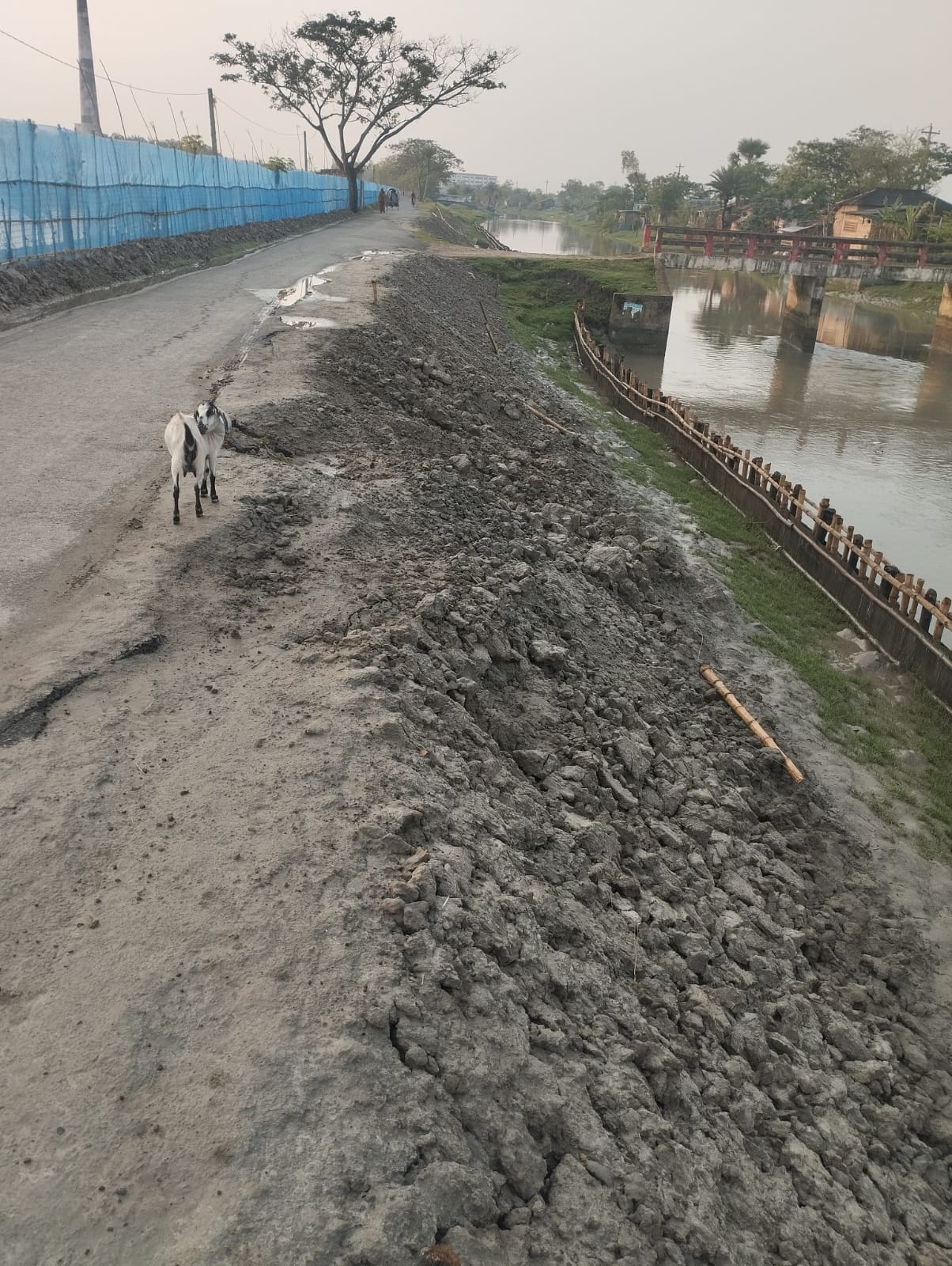 কালিগঞ্জে আদি যমুনায় ৪০ লক্ষ টাকার তীর রক্ষা বাঁধ: মাস না পেরোতেই ধস