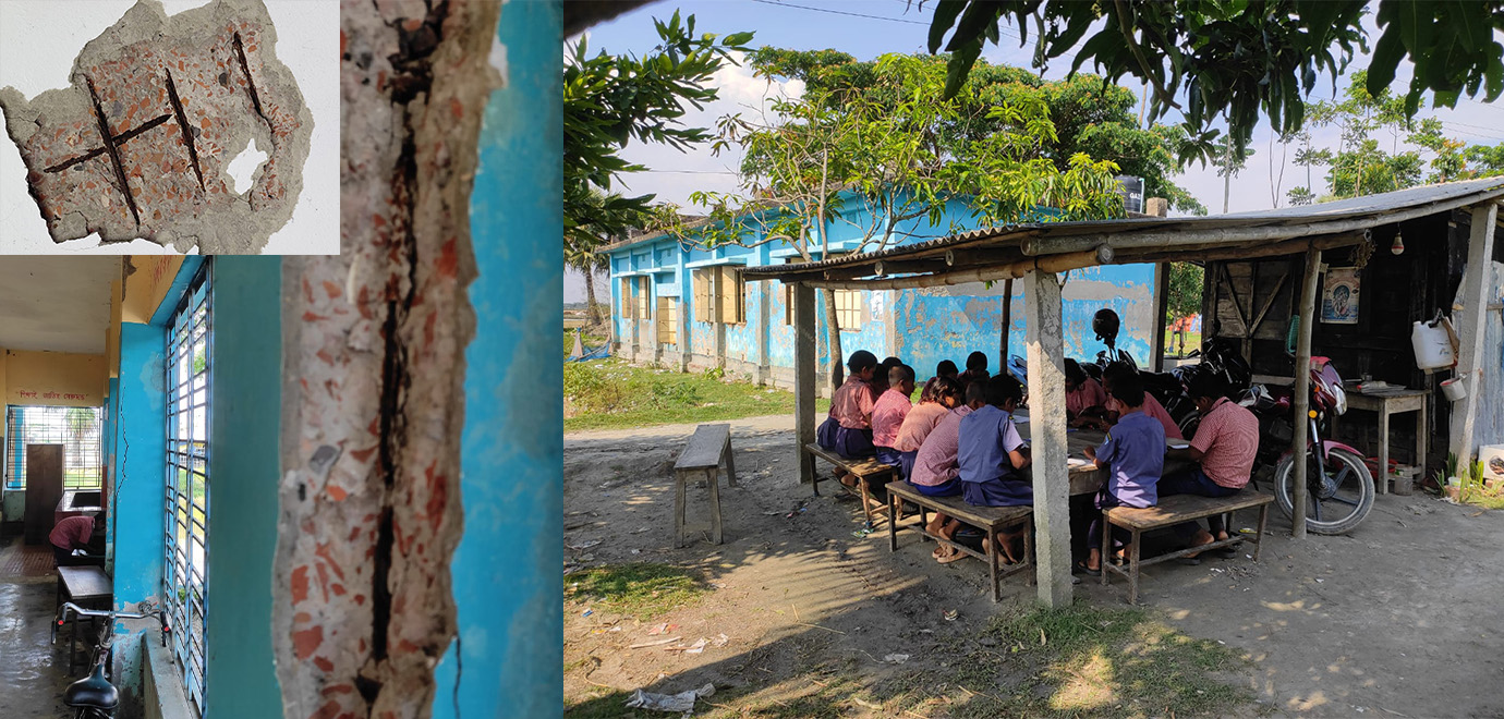 তালায় দোকানে চলছে স্কুলের ক্লাস, আতঙ্কে শিক্ষার্থী-অভিভাবক