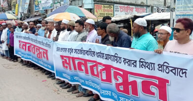 সাতক্ষীরা জেলা প্রশাসককে নিয়ে ‘অপপ্রচারের’ প্রতিবাদে ওলামা দলের মানববন্ধন