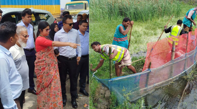 সাতক্ষীরায় খাল ও অপরিকল্পিত ঘের থেকে নেট-পাটা অপসারণ শুরু