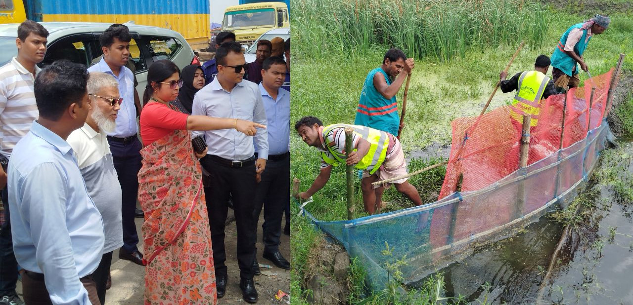 সাতক্ষীরায় খাল ও অপরিকল্পিত ঘের থেকে নেট-পাটা অপসারণ শুরু
